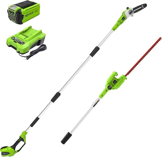 Greenworks 40V Pole Saw and Hedge Kit