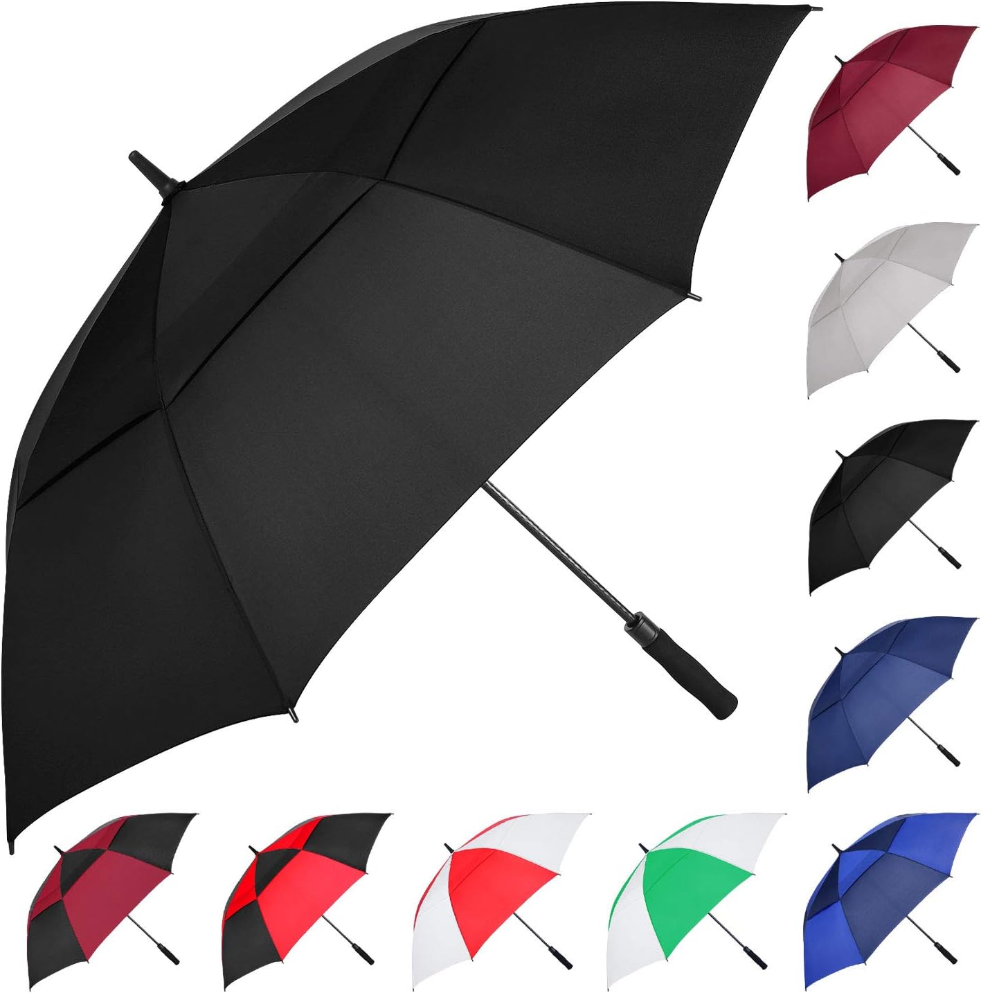 MRTLLOA Extra Large Golf Umbrella,54/62/68/72 Inch Automatic Open Umbrella | Double Canopy Vented Windproof, 210T Pongee Fabric Waterproof , Large Umbrellas for Rain Heavy Duty, Big Umbrella, Oversized