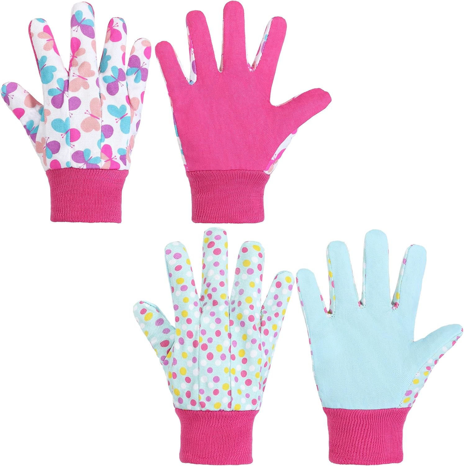 HANDLANDY Kids Cotton Gardening Gloves (2 Pairs)