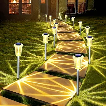 DenicMic Solar Pathway Lights Outdoor, Warm White 10 Pack