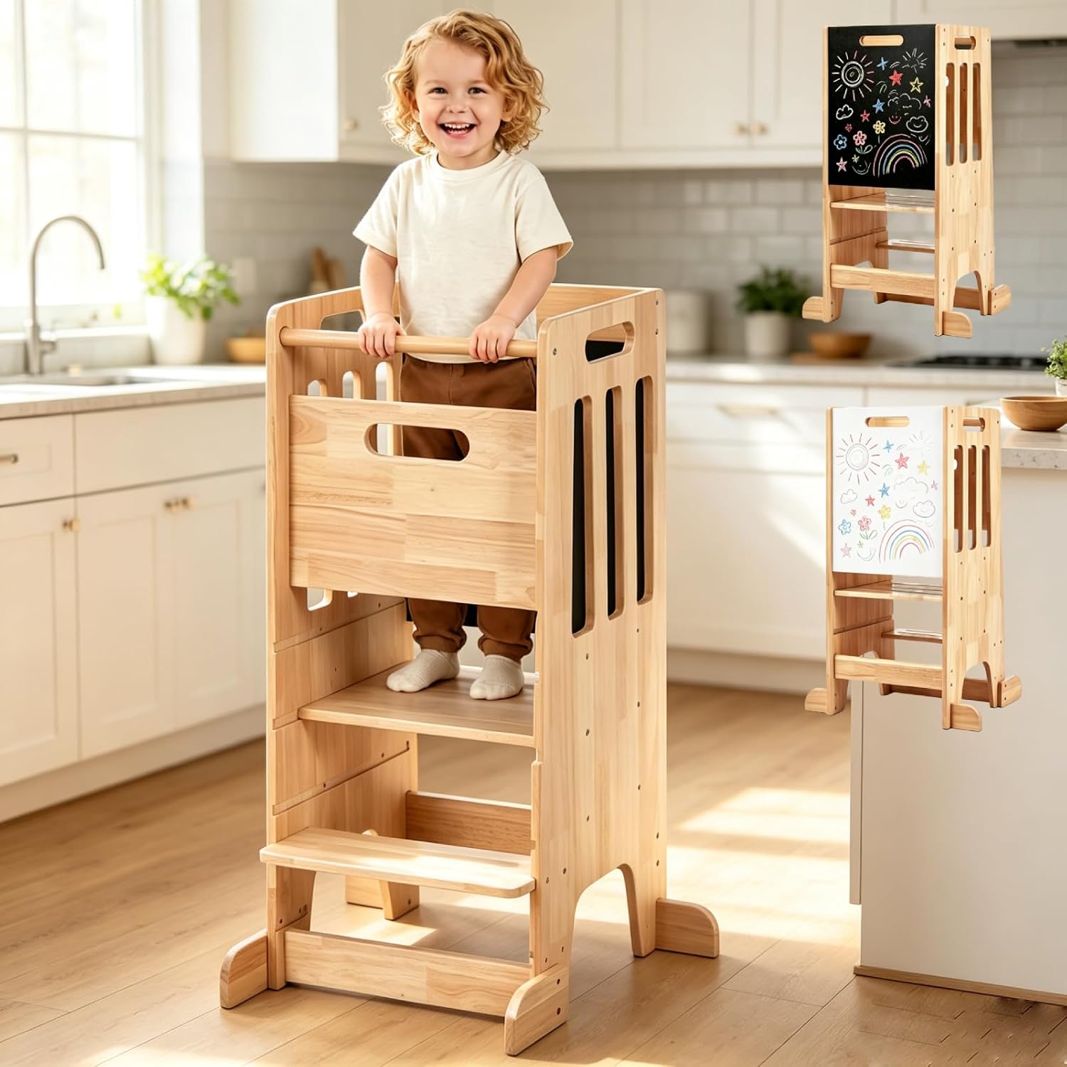 Toddler Standing Tower, Wooden Kitchen Helper Step Stool