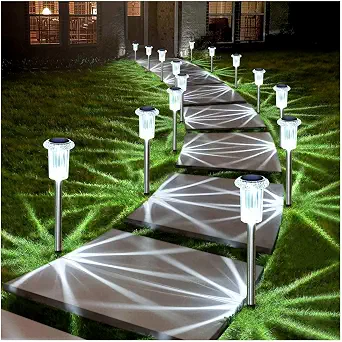 DenicMic Solar Pathway Lights Outdoor, Cool White 10 Pack