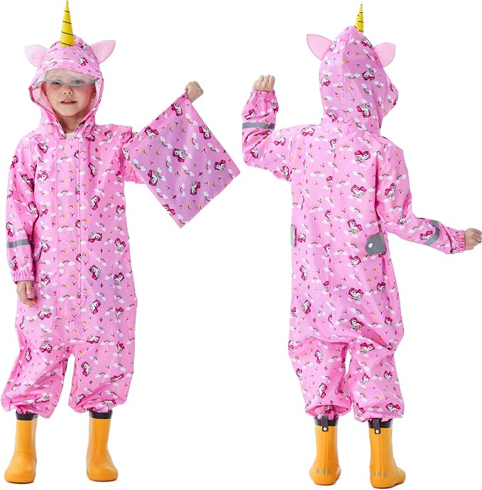 Kids Toddler One-Piece Hoodie Rain Suit