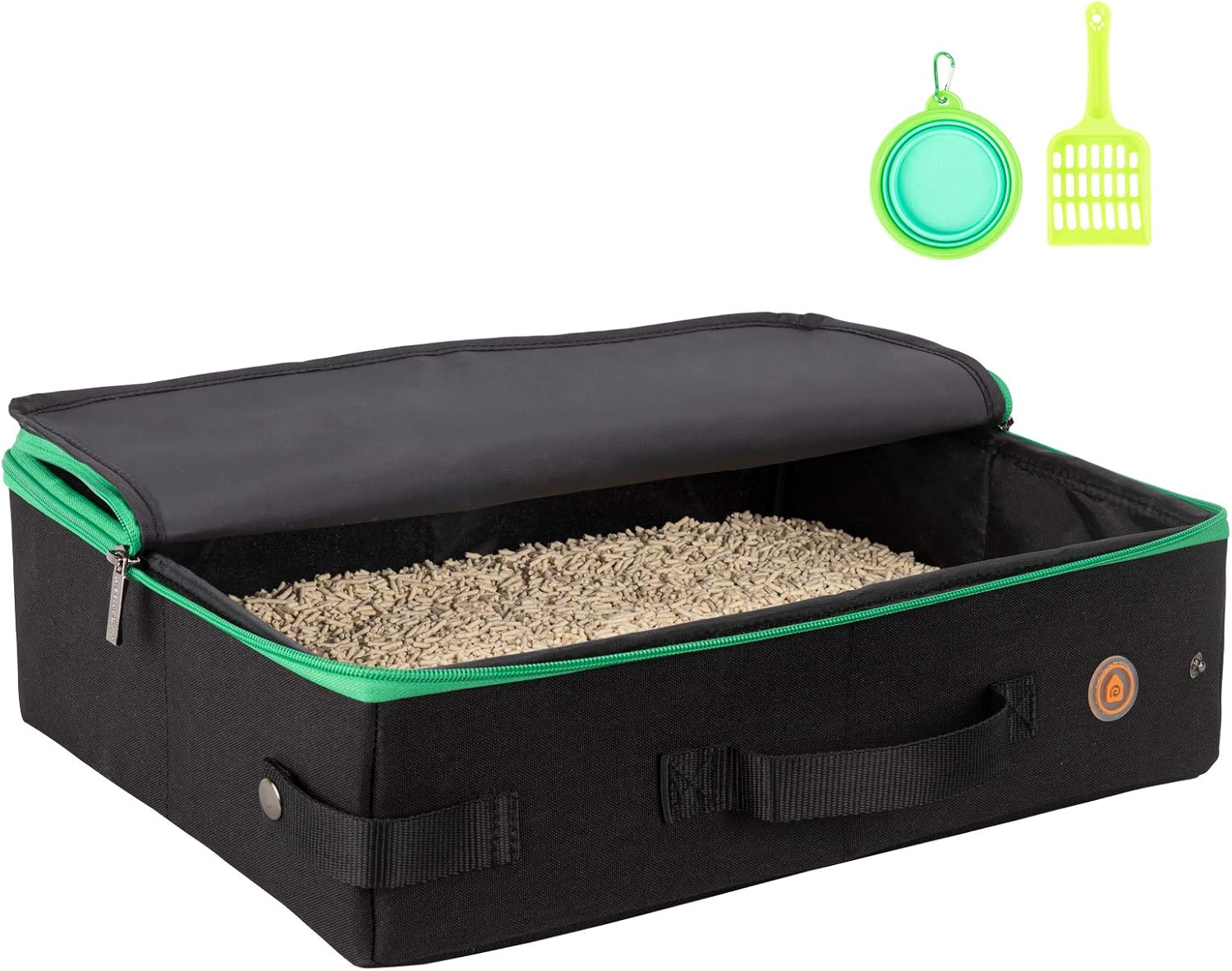 Portable Travel Litter Box for Cats with Lid to Contain Litter and Odor