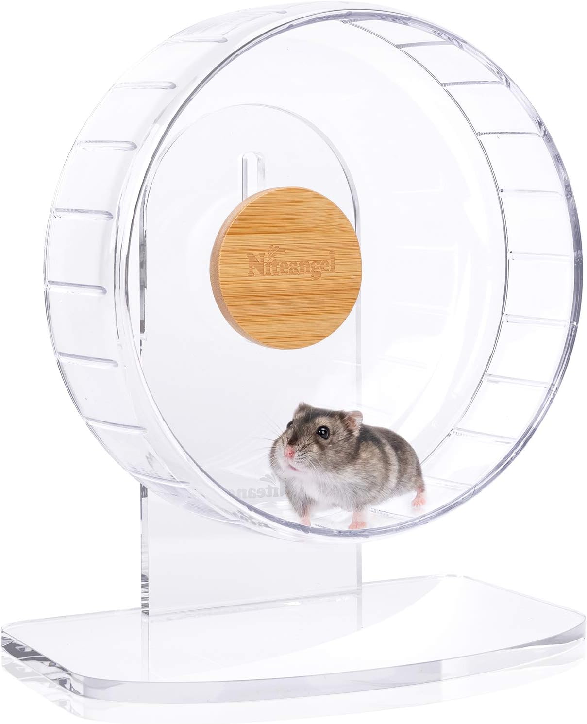 Niteangel Super-Silent Hamster Exercise Wheel: Quiet 8.2 inch Running Wheel | Can 9.1-11.8 inches Adjustable Height, No Bend Back Spinner Running for Dwarf Syrian Hamster Gerbils Mice Or Other Small Animal