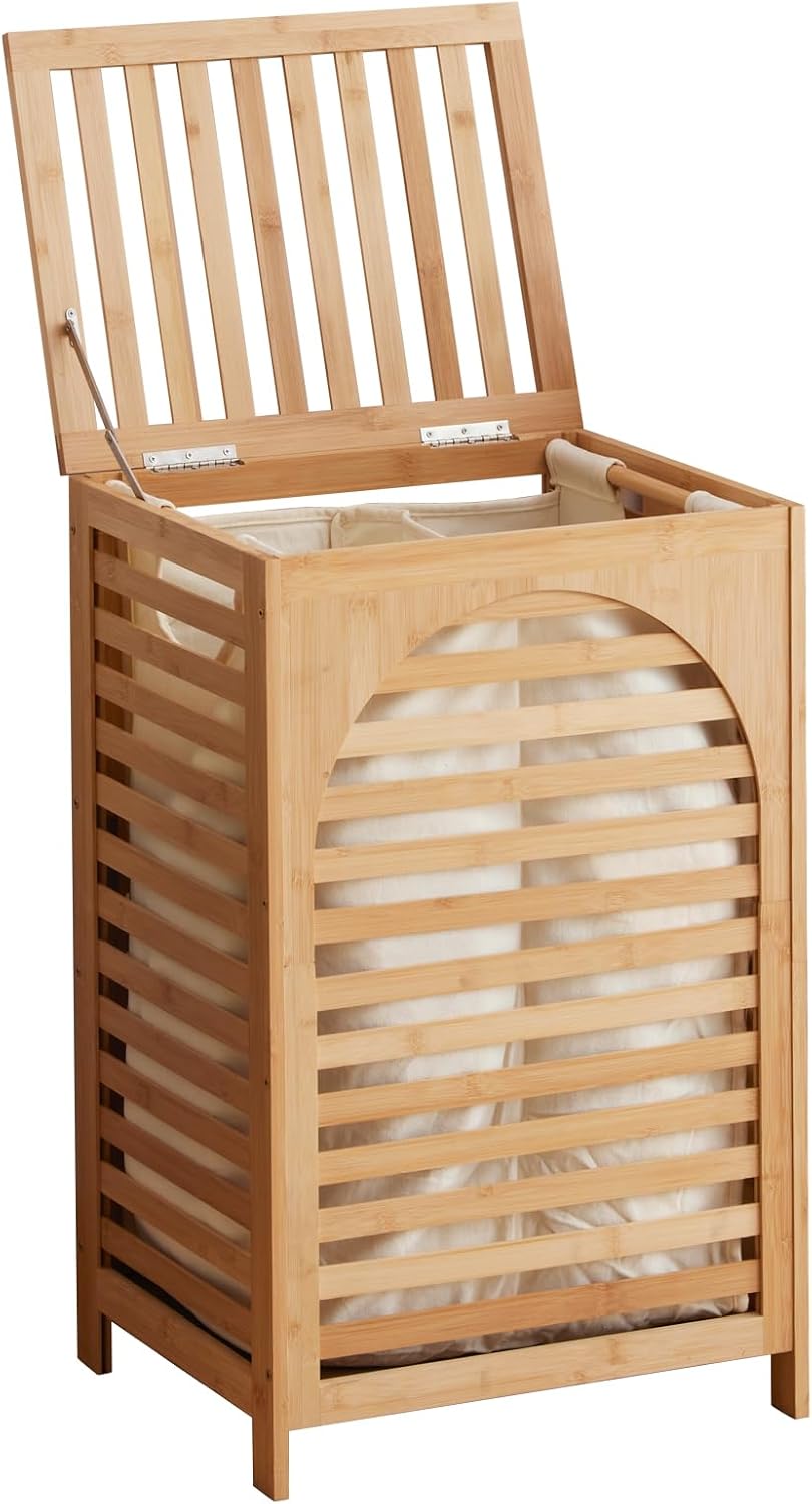Natural 85L split hamper