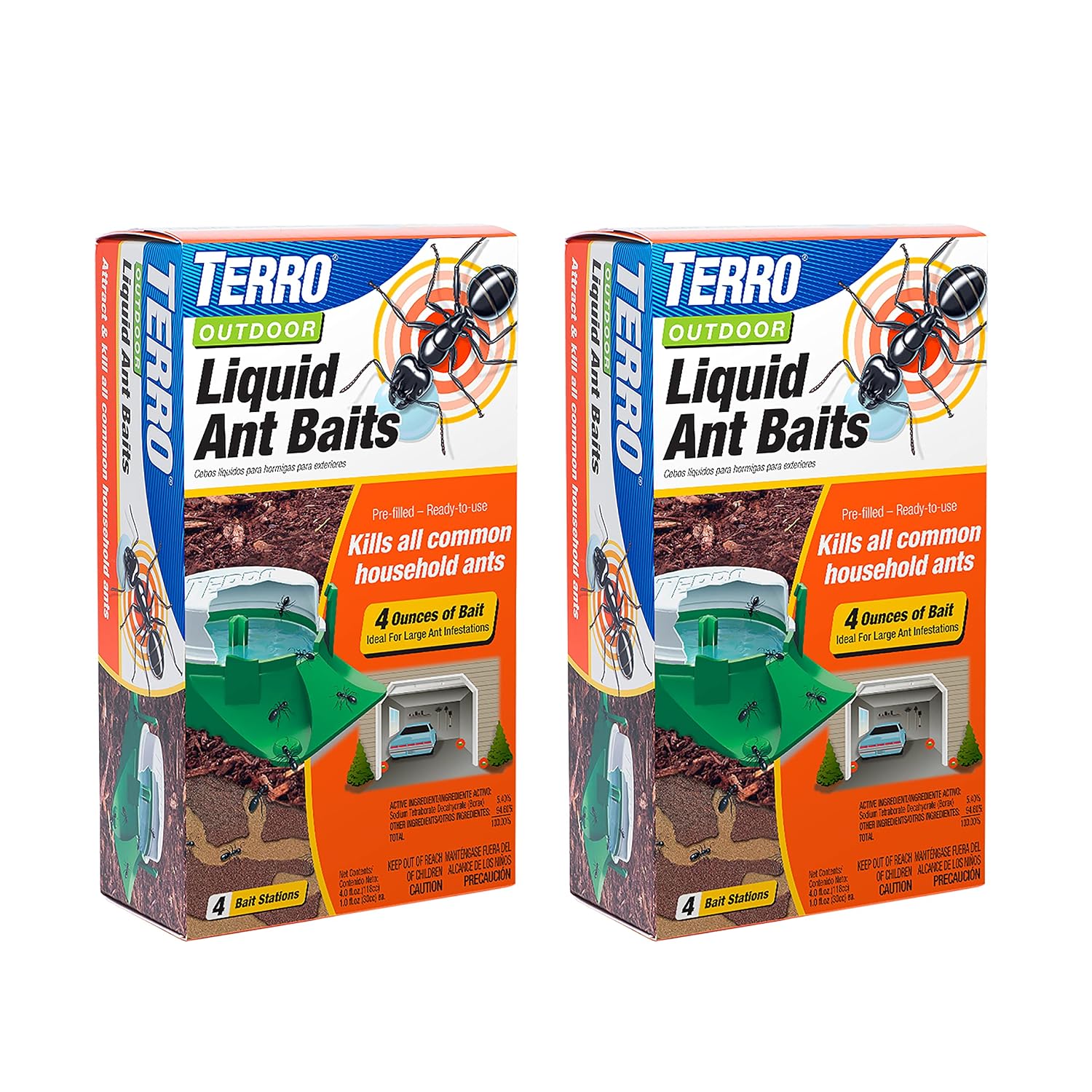 TERRO T1804SR Outdoor Ready-to-Use Liquid Ant Bait Killer and Trap - Kills Common Household Ants - 8 Bait Stations | Ready-to-Use Ant Killer Traps, Kills Common Household Ants Including Acrobat, Crazy, Ghost and Little Black Ants, T1804SR