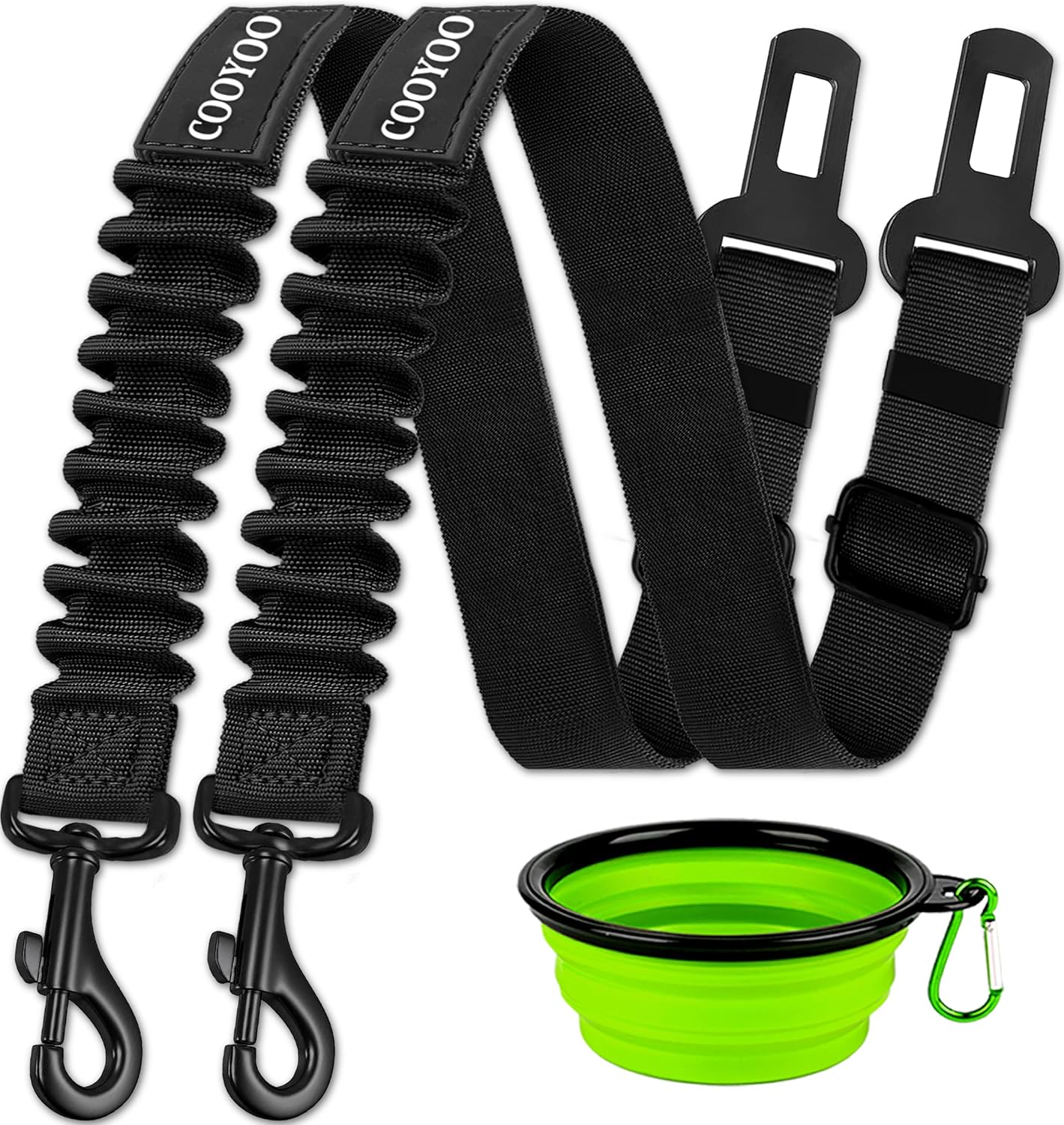 COOYOO Dog Seat Belt, 3 Piece Set Retractable Dog Car Harness